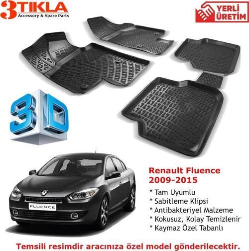 Renault Fluence 2009-2015 Premium 3D Havuzlu Paspas Seti