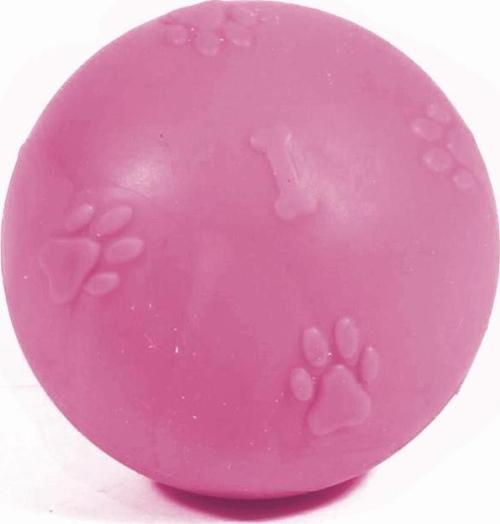 Termoplastik Pati Desenli Sert Köpek Oyun Topu 7 cm Pembe
