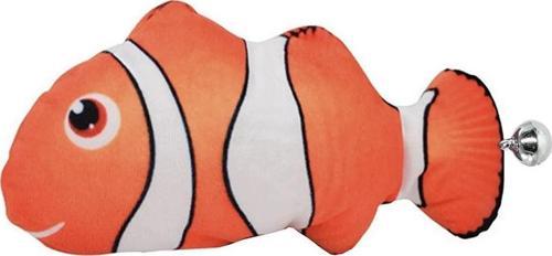 Dalgalı Peluş Balık Çanlı Kedi Oyuncağı 6-20 cm Turuncu