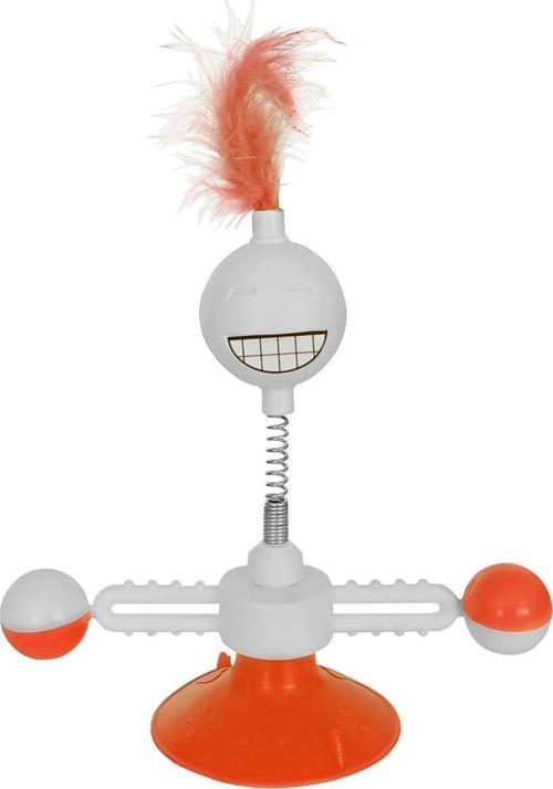 Vantuzlu Komik Dönen Kedi Oyuncağı 17 cm*18-30 cm Turuncu