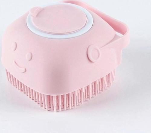 Şampuan Hazneli Kedi Köpek Silikon Duş Fırçası 11 cm Pembe