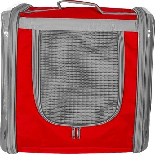 Çift Cam Kedi Köpek Taşıma Çantası 32x40x42 cm Kırmızı