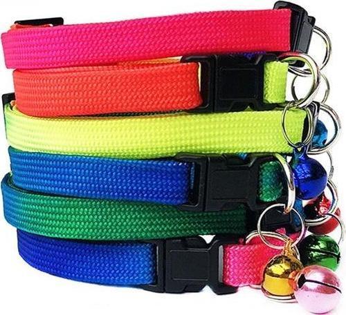 Kedi Boyun Tasması Gökkuşağı Desenli Çanlı 1 cm*20-32 cm Renkli