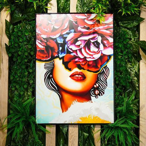 Aliyah Yarım Yüz Çiçek Kadın 50 x  70 cm Tablo 053