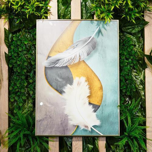 Mauritz Sarı Gri Desenli 50 X 70 cm Tablo 045