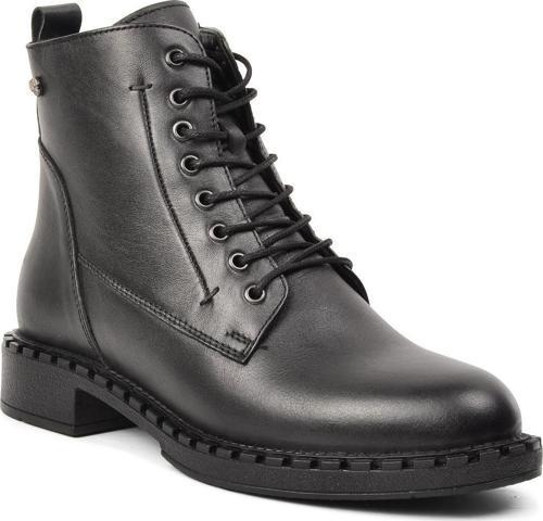 Voyager 8495 Siyah Hakiki Deri Kadın Bağcıklı Bot