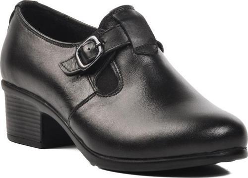 Road318 Ortopedik Hakiki Deri Siyah Kadın Günlük Ayakkabı