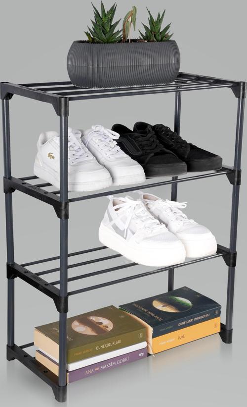 Teno Metal Çok Amaçlı Raf Ayakkabılık Kitaplık Çiçeklik 4 Katlı Organizer 