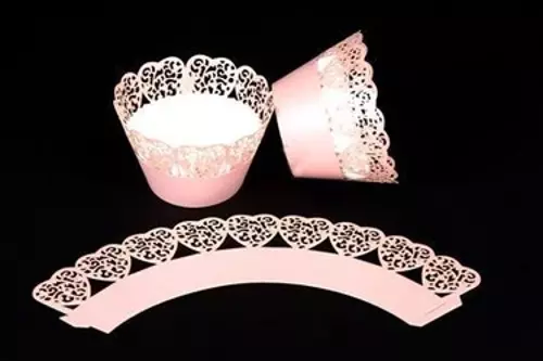 CUPCAKE KENAR DANTELİ - KALP PEMBE