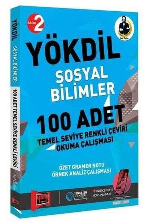 Yargı Yayınları Yökdil Sosyal Bilimler 100 Adet Temel Seviye Renkli Çeviri Okuma Çalışması