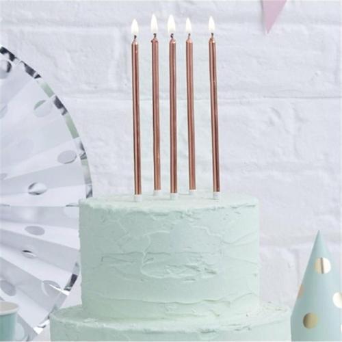 METALİK ALTIN RENK UZUN MUM 6 ADET 18cm.