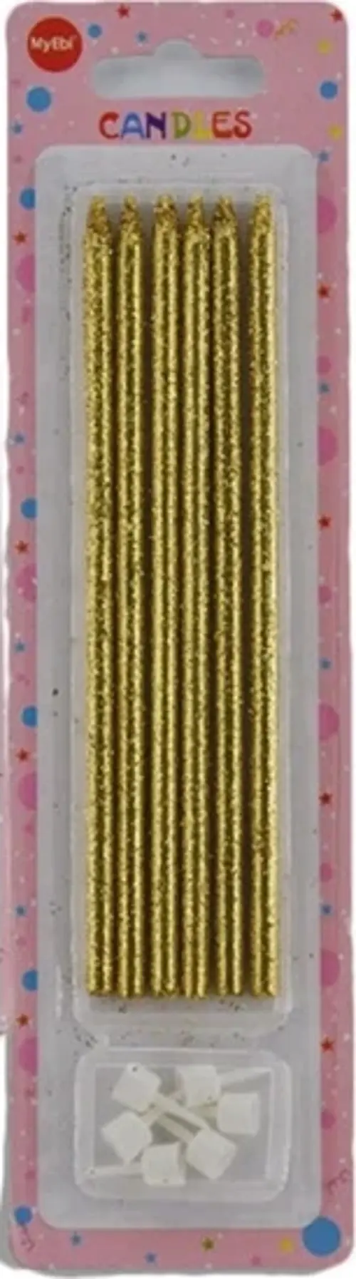 SİMLİ MUM 14CM ALTIN RENK 6'LI SET