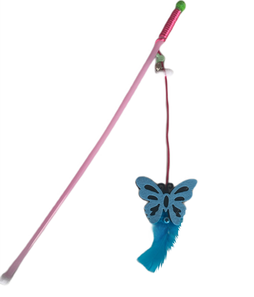 Plastik Saplı Kedi Oltası Kelebek Karışık Renk 42 cm