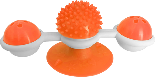 Vantuzlu Fırıldak Toplu Dönen Kedi Oyuncağı 8 cm-18 cm Turuncu