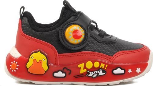 1739-B Siyah-Kırmızı Unisex Çocuk Cırtlı Sneaker