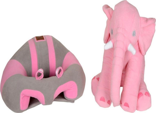 Bebek Destek Gri-Pembe Oturma Minderi Ve Pembe Uyku Fili