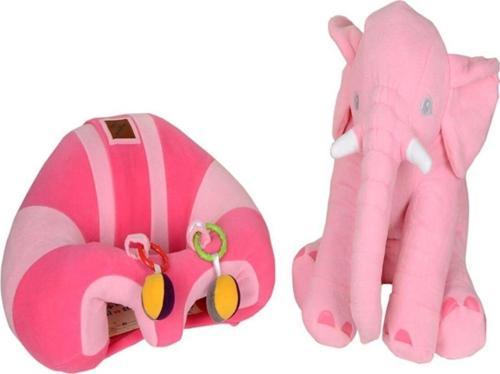 Çıngıraklı Bebek Destek Oturma Minderi Ve Pembe Uyku Fili