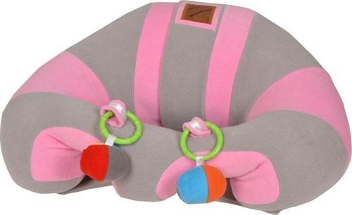 Çıngıraklı Gri-Pembe Bebe Yatmaz Bebek Oturma Destek Minderi Bebek Koltuğu