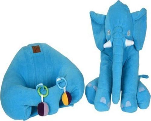 Çıngıraklı Mavi Bebek Destek Oturma Minderi Ve Mavi Uyku Fili