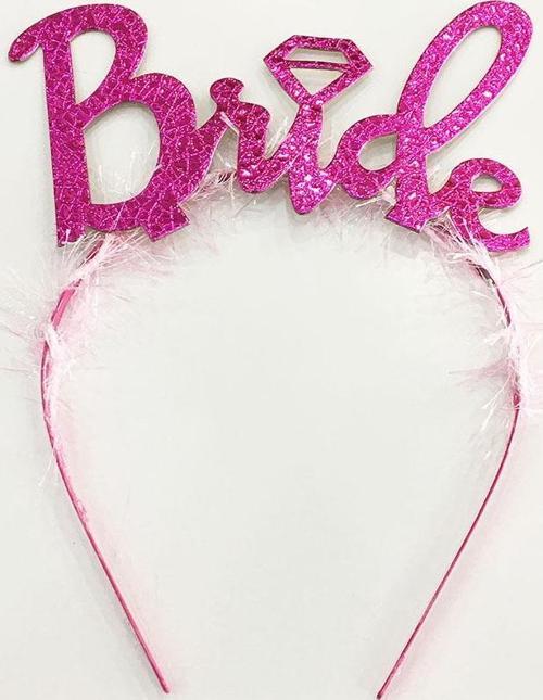 Fuşya Renk Bekarlığa Veda İtalik Yazı Alyanslı Bride Taç