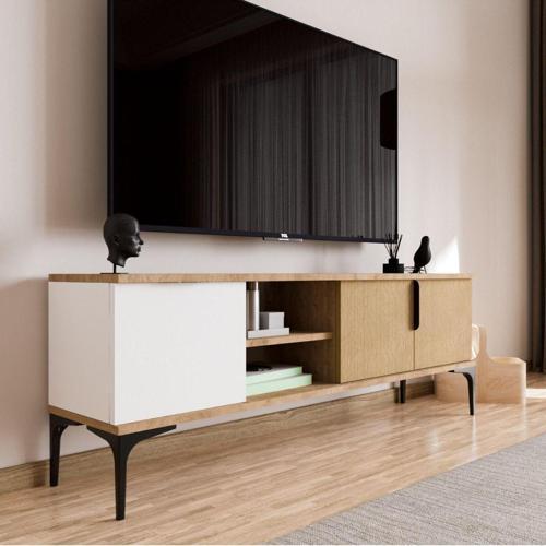 Tarz Beyaz-Yunus, 150 Cm Tv Ünitesi, Tv Sehpası ,Raflı Tv Ünitesi Konsol