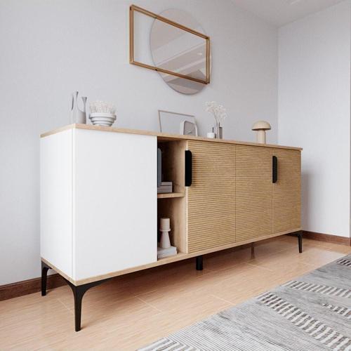 Tarz Konsol 180 Cm (Beyaz-Yunus) Metal Kulp Salon Odası Konsolu Tv Konsolu