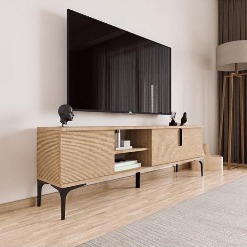 Tarz Tv Ünitesi, Raflı Tv Sehpası, 180 Cm Tv Konsolu (Full Yunus)