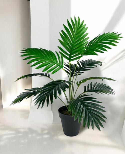 Yapay Ağaç Salon Bitkisi Areka Palmiye Siyah Saksıda 60 cm 12 Yaprak Plastik