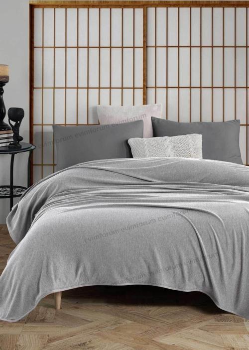 Çift Kişilik Klimalı Dört Mevsim Açık Gri Pike Yatak Örtüsü