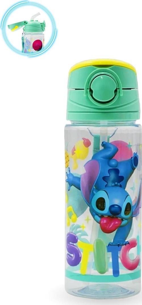 Stitch Matara 500 Ml - Çocuk Suluk, Matara, Pipetli Suluk, Askılı Suluk Stitch Matara