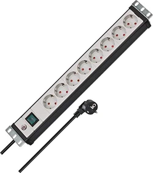 Brennenstuhl Premium-Line 8 Soketli Anahtarlı 3 Metre Kablolu  Server Dolabı Uyumlu 16 A Priz