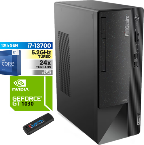 Thinkcentre Neo 50T Gen4 Intel I7 13700 32GB 4tb SSD 4GB/GT1030 WINDOWS11PRO Masaüstü Blgisayar 212JB005ATR55 + Zetta USB Bellek
