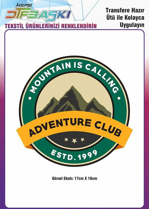Adventure Club Outdoor Ütü ile Yapışan Tekstil DTF Baskı