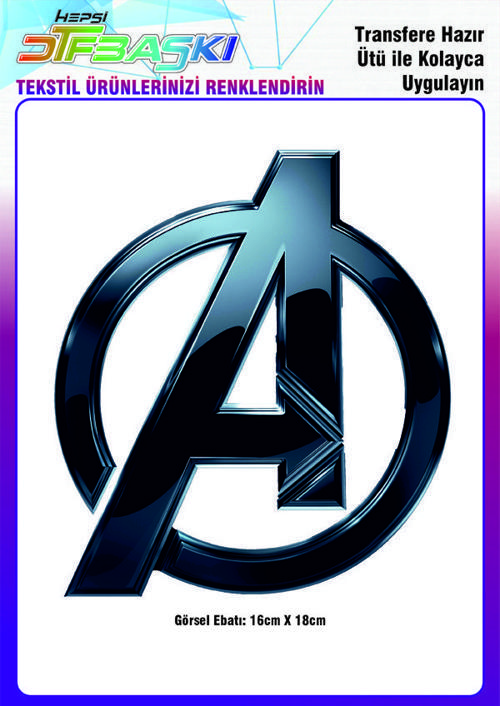 Avengers Yenilmezler Parlak Logo Ütü ile Yapışan Tekstil DTF Baskı