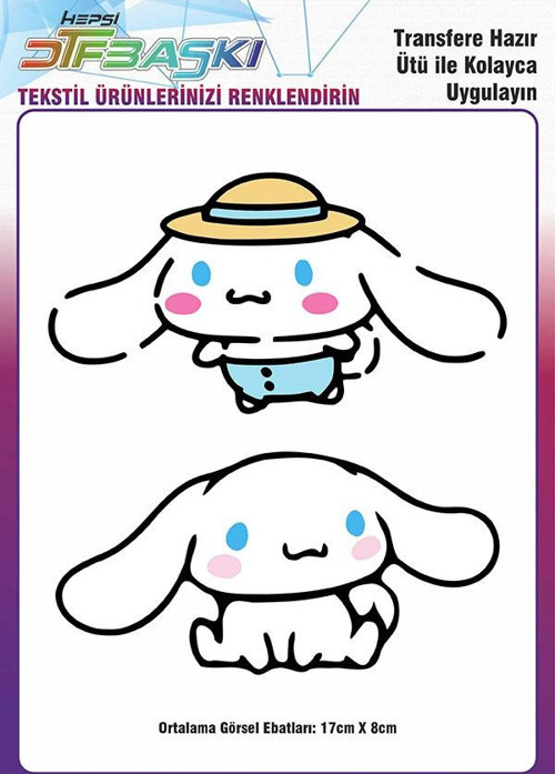 Cinnamoroll Ütü ile Yapışan Tişört Tekstil Transfer Dtf Baskı