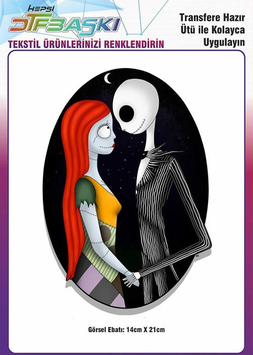 Ölü Gelin Corpse Bride Ütü ile Yapışan Tekstil DTF Baskı