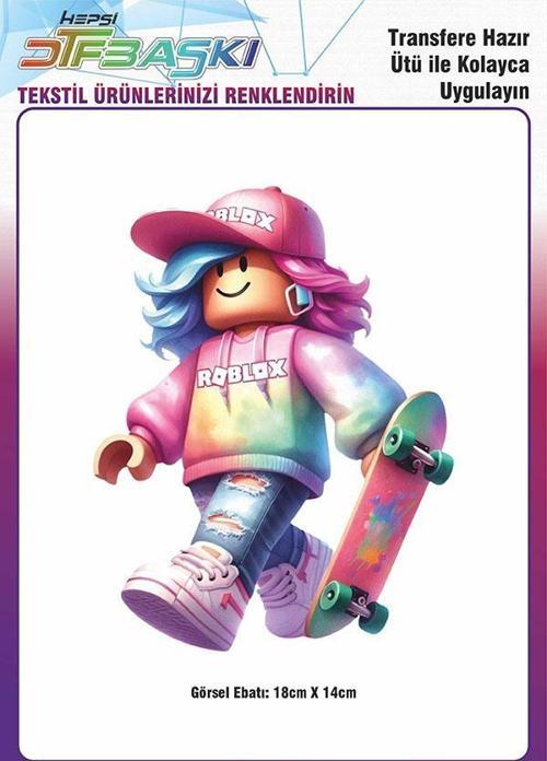 Roblox Ütü ile Yapışan Tişört Tekstil Transfer Dtf Baskı