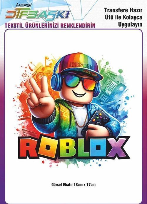 Roblox Ütü ile Yapışan Tişört Tekstil Transfer Dtf Baskı