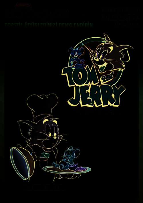 Tom ve Jerry 2li Ütü ile Yapışan Tekstil DTF Baskı