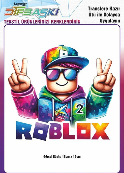 Roblox Ütü ile Yapışan Tişört Tekstil Transfer Dtf Baskı