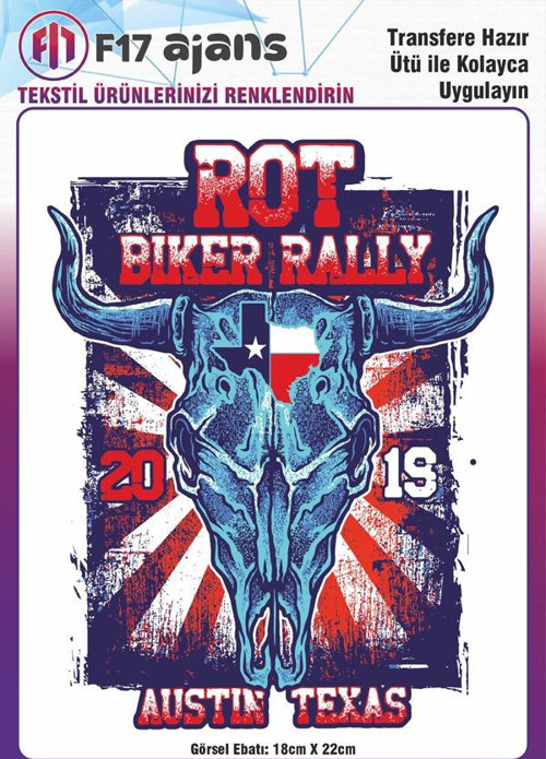 Ütü Ile Yapışan Tekstil Dtf Baskı Görseli Biker Rally