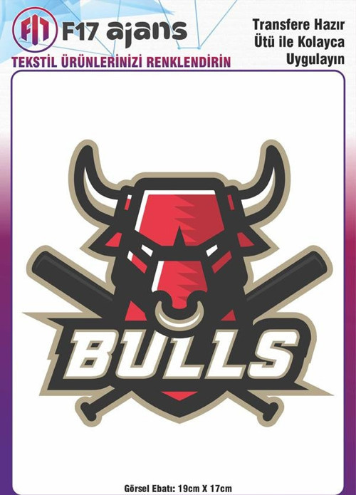 Ütü Ile Yapışan Tekstil Dtf Baskı Görseli Bulls