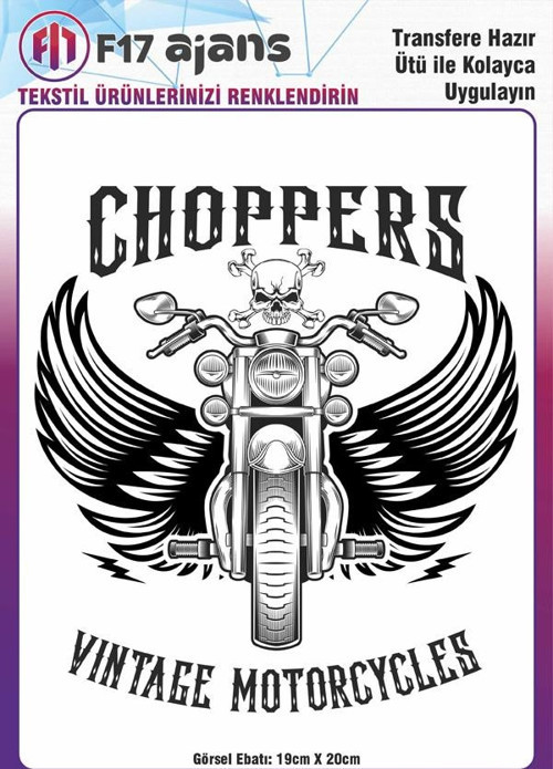 Ütü Ile Yapışan Tekstil Dtf Baskı Görseli Choppers