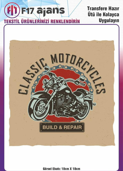 Ütü Ile Yapışan Tekstil Dtf Baskı Görseli Classic Motorcycles