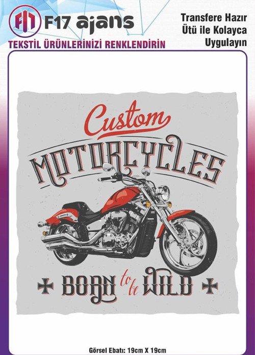 Ütü Ile Yapışan Tekstil Dtf Baskı Görseli Custom Motorcycles