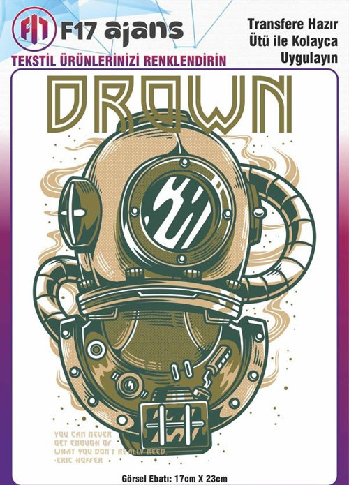 Ütü Ile Yapışan Tekstil Dtf Baskı Görseli Drown