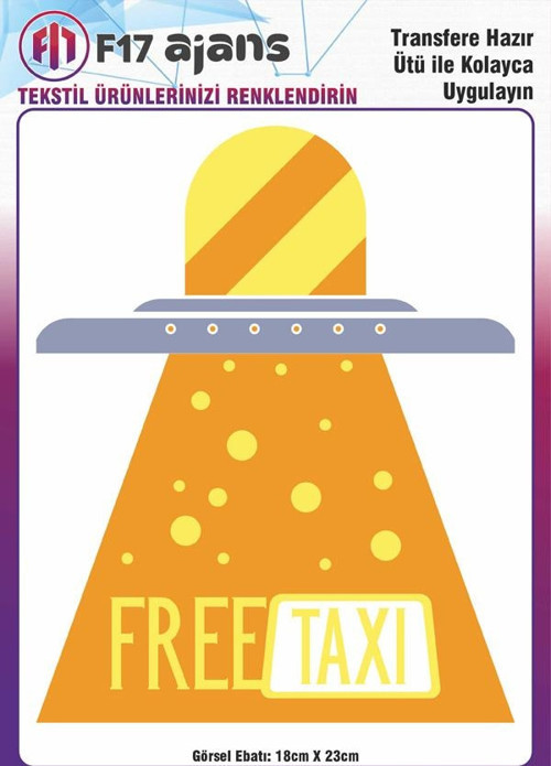 Ütü Ile Yapışan Tekstil Dtf Baskı Görseli Free Taxi