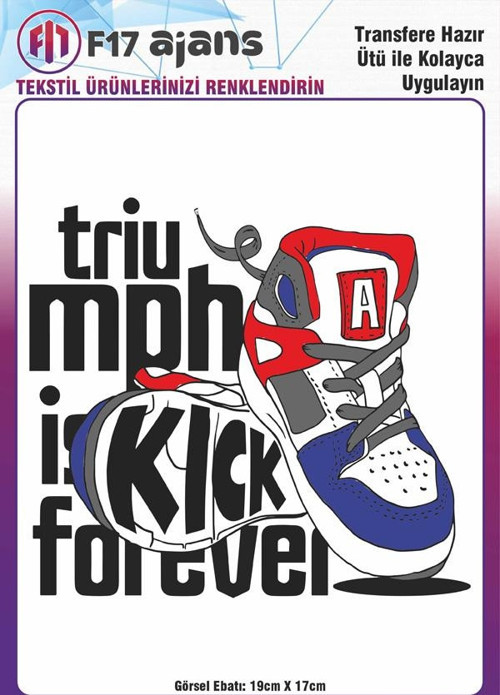 Ütü Ile Yapışan Tekstil Dtf Baskı Görseli Kick Forever