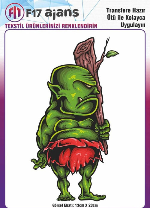 Ütü Ile Yapışan Tekstil Dtf Baskı Görseli Goblin