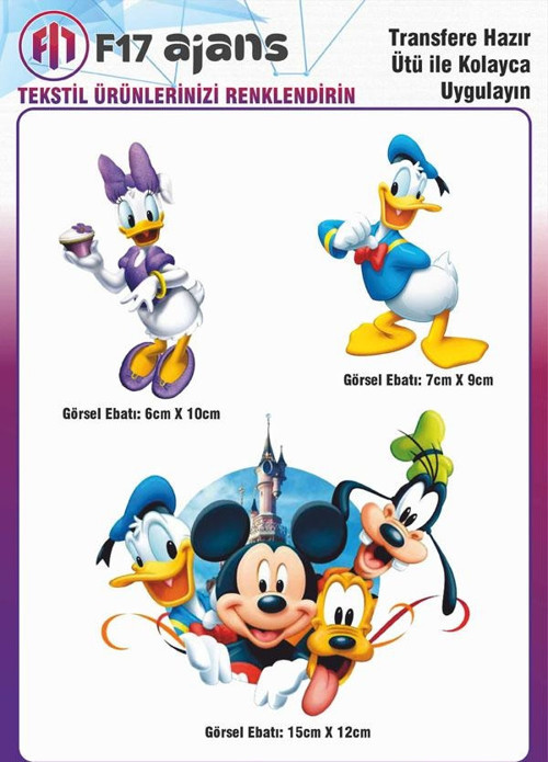 Ütü Ile Yapışan Tekstil Dtf Baskı Görseli Mickey Mouse